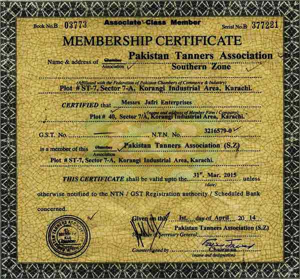PTA Membership — Pakistan Tanners Association